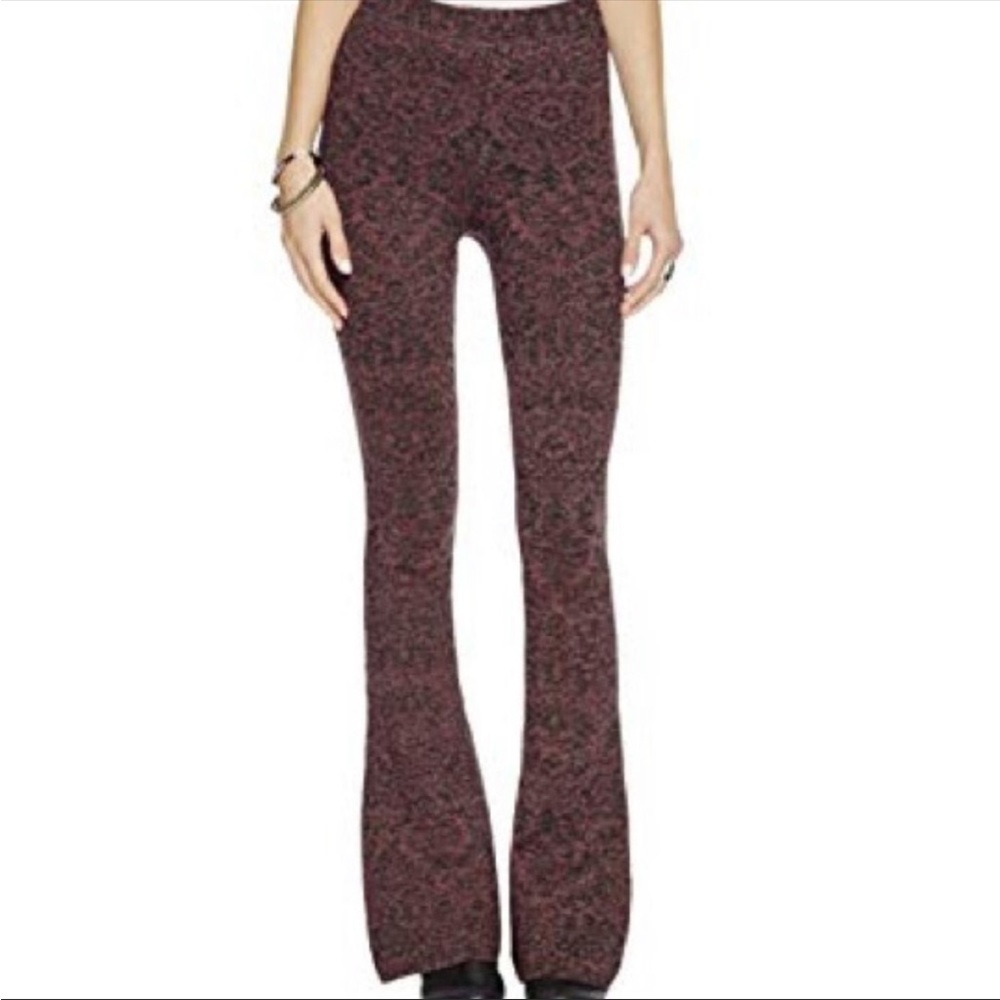 Free People Metallic Jacquard Flare Pants, Size Large